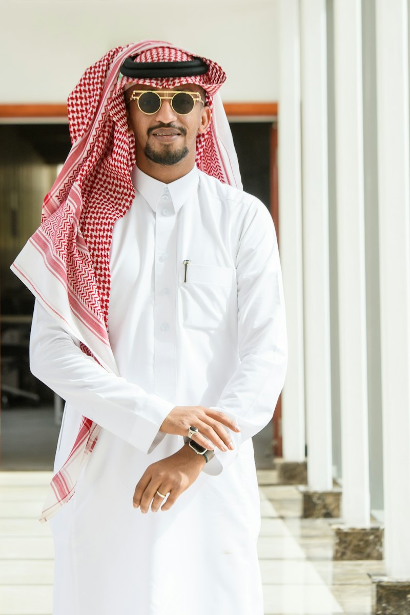 A man in a white thobe and ghutra